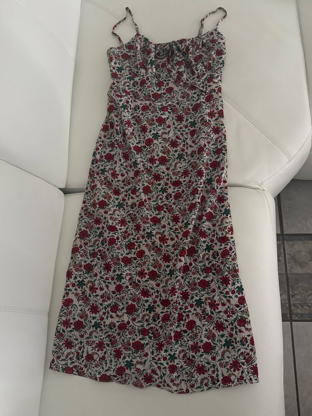 SHEIN Red & Green Floral Midi Slip Dress